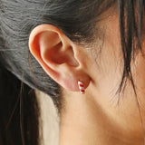 Enamel Striped Huggie Hoop Earring: Red/Pink