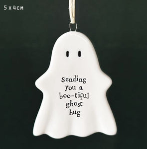 Porcelain Hanging Ghost ‘Sending You A Ghost Hug’ - East Of India