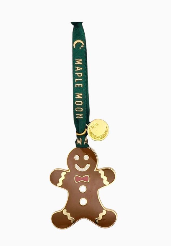 Gingerbread Man Gold Enamel Christmas Decoration