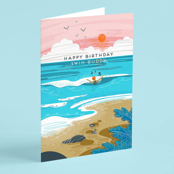 Happy birthday swim buddy greeting card