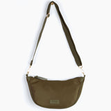 Quinn Half Moon Crossbody Bag - Khaki, Nylon/PU