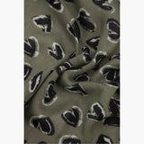 Khaki/Black Hearts Lightweight Scarf