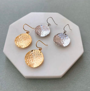 Hammered Coin Earrings - Silver Or Gold - Jack & Freda