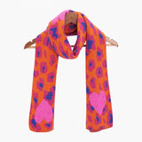 Pink Leopard and Hearts Heavyweight Scarf