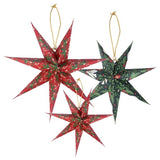 Folklore Paper Stars Christmas Tree Decorations - 3 Pack