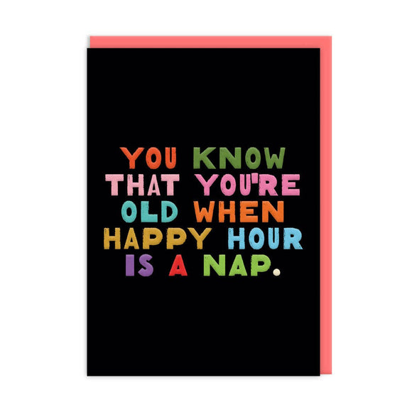 Happy hour is a nap birthday card