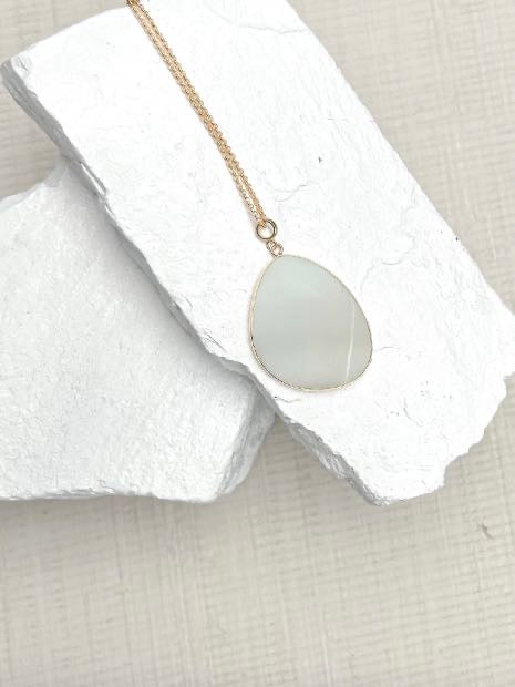 Amazonite Disc Gold Plated Gemstone Crystal Necklace