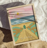 Sea Swimming Coastal Dunes Seaside Print - Unframed A4