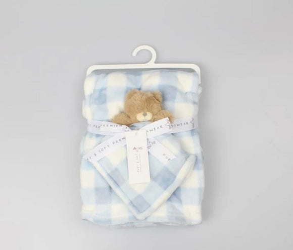 Checked Blue Baby Fleece Blanket and Comforter