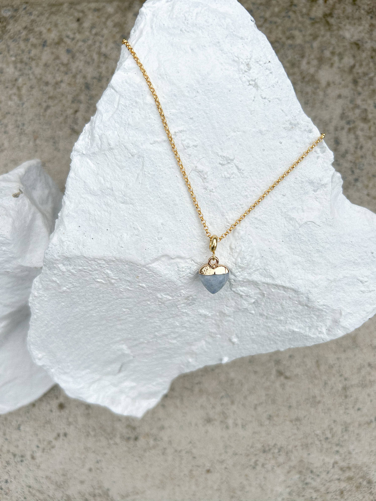 Aventurine Blue Small Heart Gold Plated Gemstone Necklace