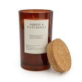 Amber & Patchouli Large Glass Candle With Cork Lid