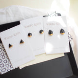 Black Ceramic Triangle Studs With Gold Lustre