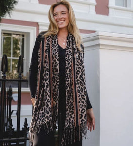 Ebony Leopard Print Winter Scarf