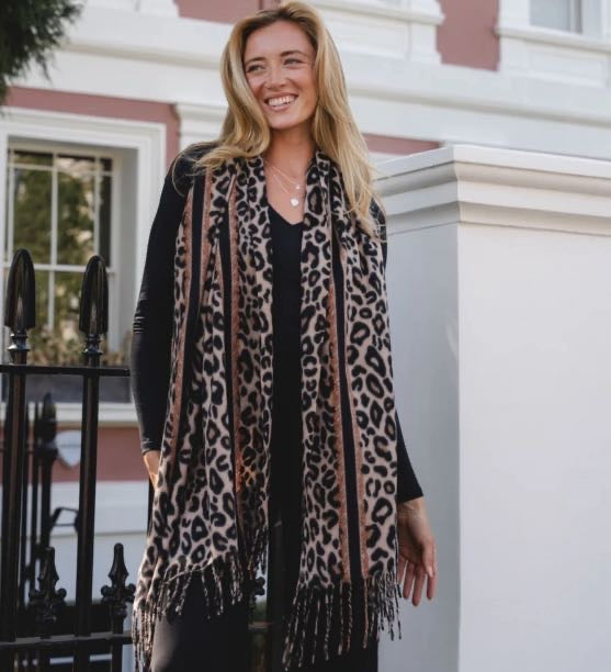 Ebony Leopard Print Winter Scarf