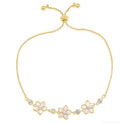 18K Gold Plated Floral Bracelet – Mother of Pearl & Cubic Zirconia, Gift Box Included