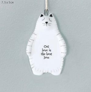 Cat Love Is The Best Love Porcelain Cat Hanger - East Of India