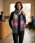 Multi-Color Chevron Zigzag Scarf with Fringe
