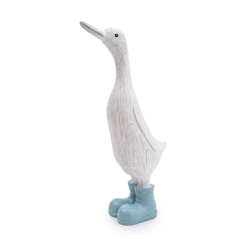 Large Resin Duck in Wellies - Light Blue