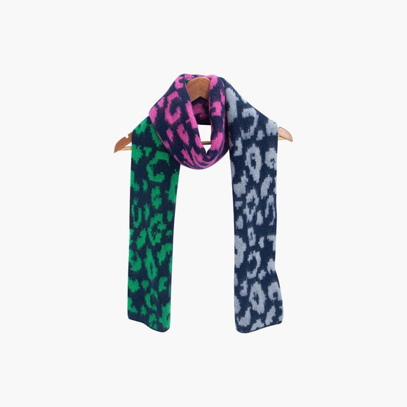 Navy Blue Leopard Heavyweight Scarf