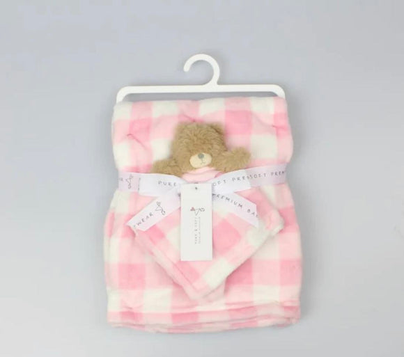 Checked Pink Baby Fleece Blanket and Comforter