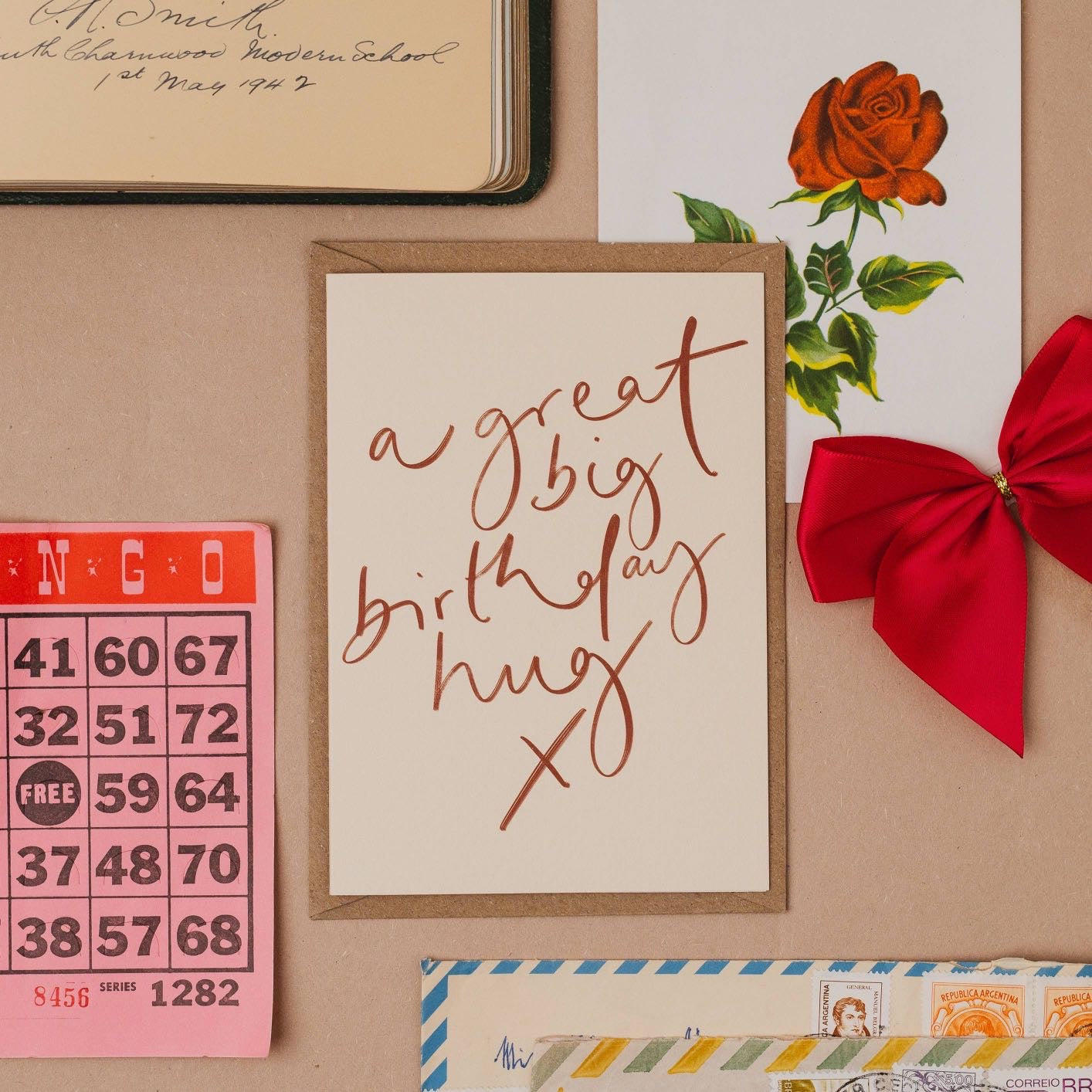 'A Great Big Birthday Hug'-Handwritten Birthday Card-Oh Squirrel 