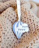 New Baby Hot Air Balloon Silver Enamel Decoration