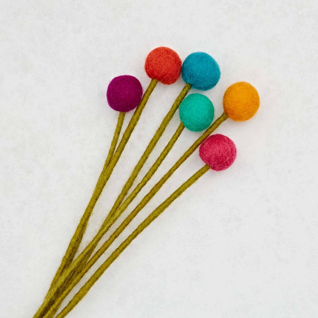 Pack of 6 Felt Handmade Flower Bouquet - Multicoloured