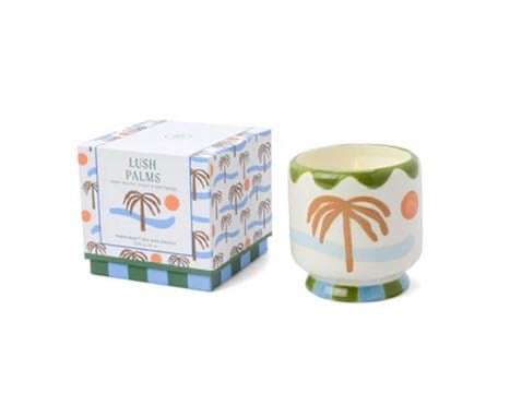 ADOPO 8 OZ./226G PALM TREE CERAMIC CANDLE - LUSH PALMS