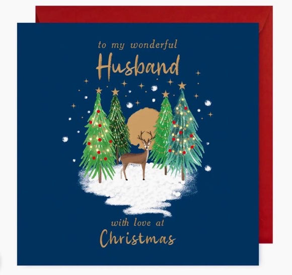 To a Wonderful Husband with love at Christmas Card