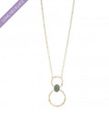 Long Gold Circle Black Stone Necklace