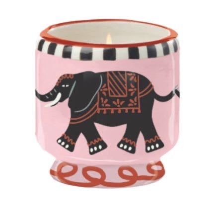 Paddywax A Dopo Elephant Candle | Tobacco & Vanilla | Hand-Painted Ceramic Soy Candle | 8oz
