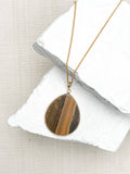 Tiger's Eye Disc Gold Plated Gemstone Crystal Necklace