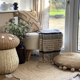 Nina Bobble Boho Throw - Scandi Monochrome Textured Blanket