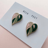 Pink Leaf Enamel Earrings