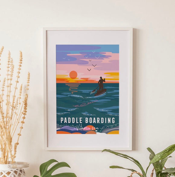 Paddle Boarding Poster Print - Unframed A4