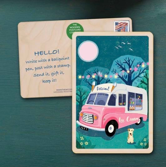 Ice Cream Van Wooden Postcard - The Wooden Postcard Company