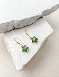 Aventurine Star Gold Plated Gemstone Crystal Earrings