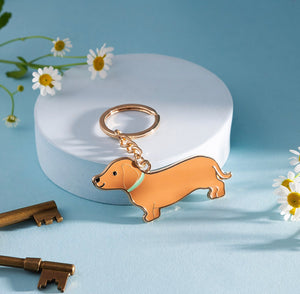 Sausage dog enamel keyring