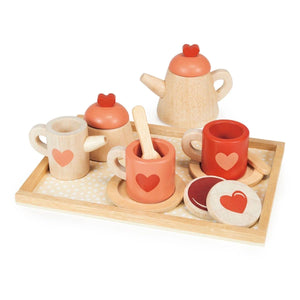 Wooden tea time play set children toy