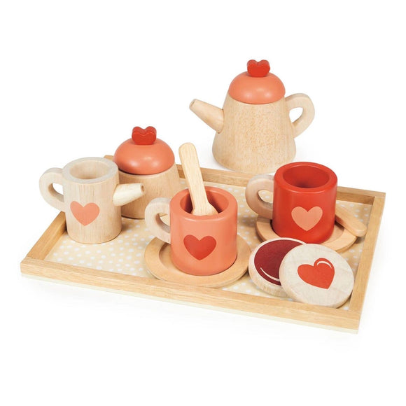 Wooden tea time play set children toy