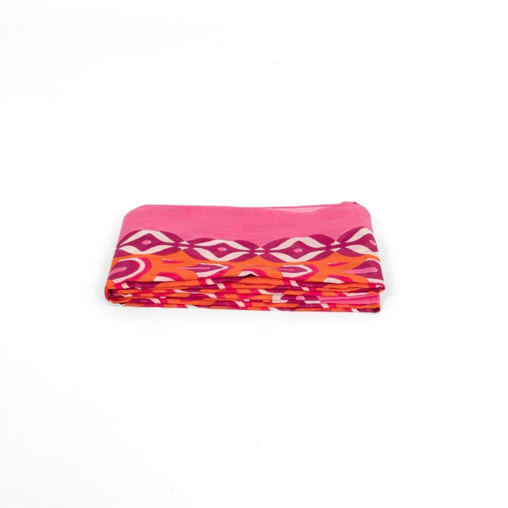 Pink/Orange Retro Geometric Lightweight Cotton Scarf
