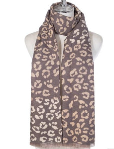 Latte Leopard Print Winter Scarf