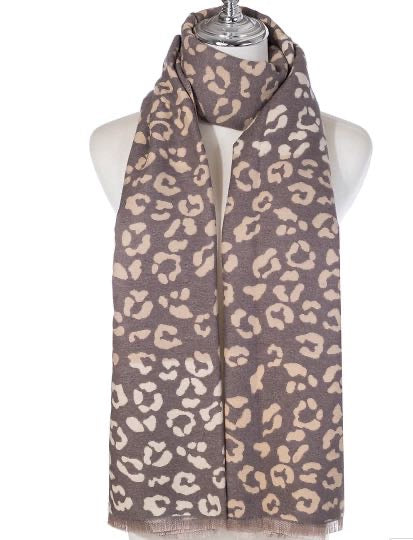 Latte Leopard Print Winter Scarf