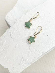 Aventurine Star Gold Plated Gemstone Crystal Earrings