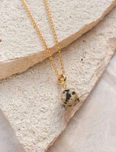 Dalmatian Jasper Nugget Gold Plated Gemstone Necklace