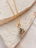 Dalmatian Jasper Nugget Gold Plated Gemstone Necklace