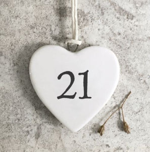 21st Porcelain Hanging Heart - East Of India