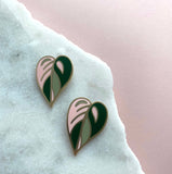 Pink Leaf Enamel Earrings - Mica Peet