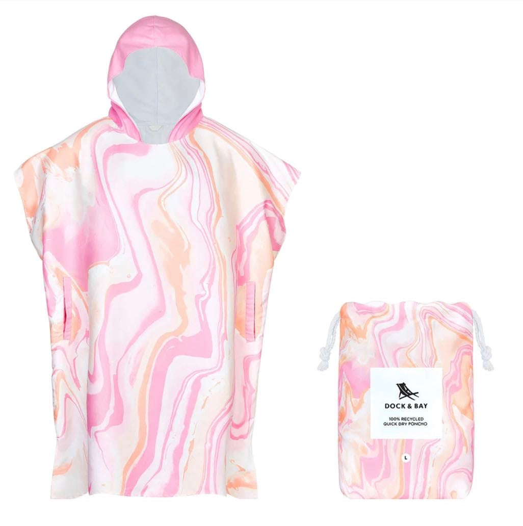 Adult Poncho/Hooded Towel - Peach Melba - Dock & Bay (Medium 90 x 70cm)