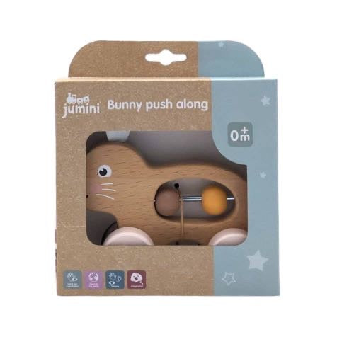 JUMINI Bunny Push Along Wooden Baby Toy